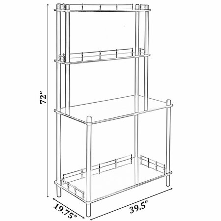 Fabulaxe Modern Display Wooden Console Bar Serving Table with 4 Tiered Open Shelves, Brown QI004486.BN